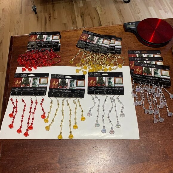 Beaded Ornament Dangling Decorations One box of 12 sets of 6 dangles - Picture 1 of 11